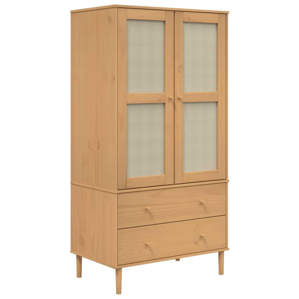 vidaXL Wardrobe SENJA Rattan Look Brown 90x55x175 cm Solid Wood Pine, 358034