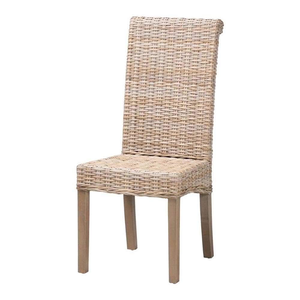 bali & pari Santiago Gray Natural Kubu Rattan and Mango Wood Dining Chair