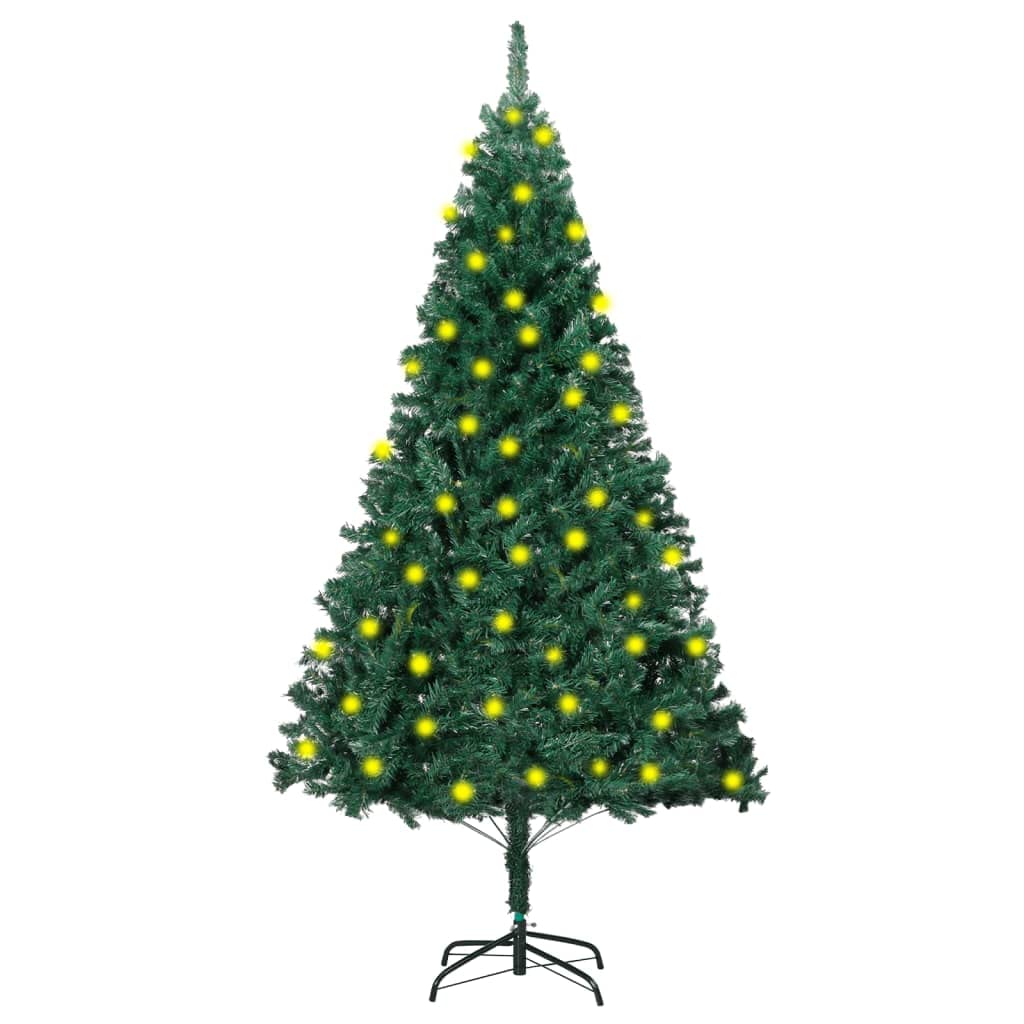 vidaXL Artificial Christmas Tree w/LEDs&Thick Branch Green/White Multi Sizes, 59.1''