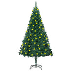 vidaXL Artificial Christmas Tree w/LEDs&Thick Branch Green/White Multi Sizes, 59.1''