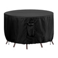Outdoorlines Outdoor Waterproof Patio Table Furniture Set Covers - Round Couch Sectional Cover Outside Weatherproof Patio Furniture Covering For Deck, Lawn And Backyard 96' Dia X 28' H, Black