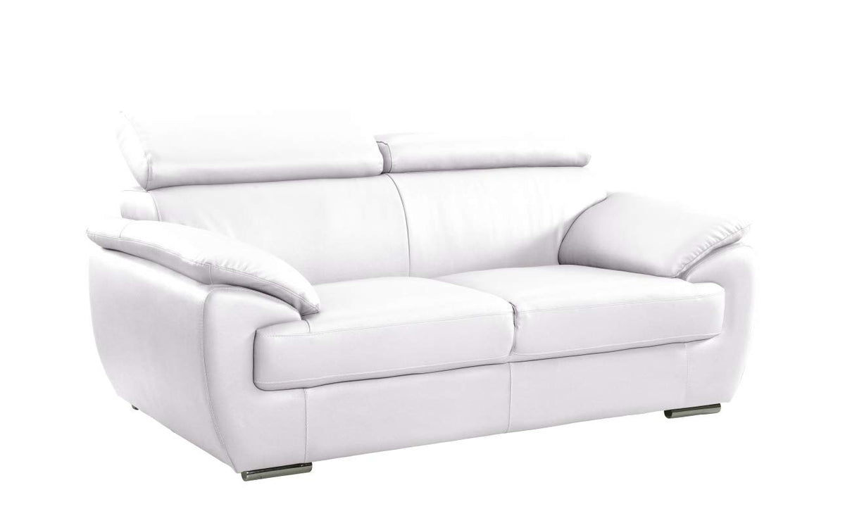 HomeRoots 32' to 38' Captivating White Leather Loveseat