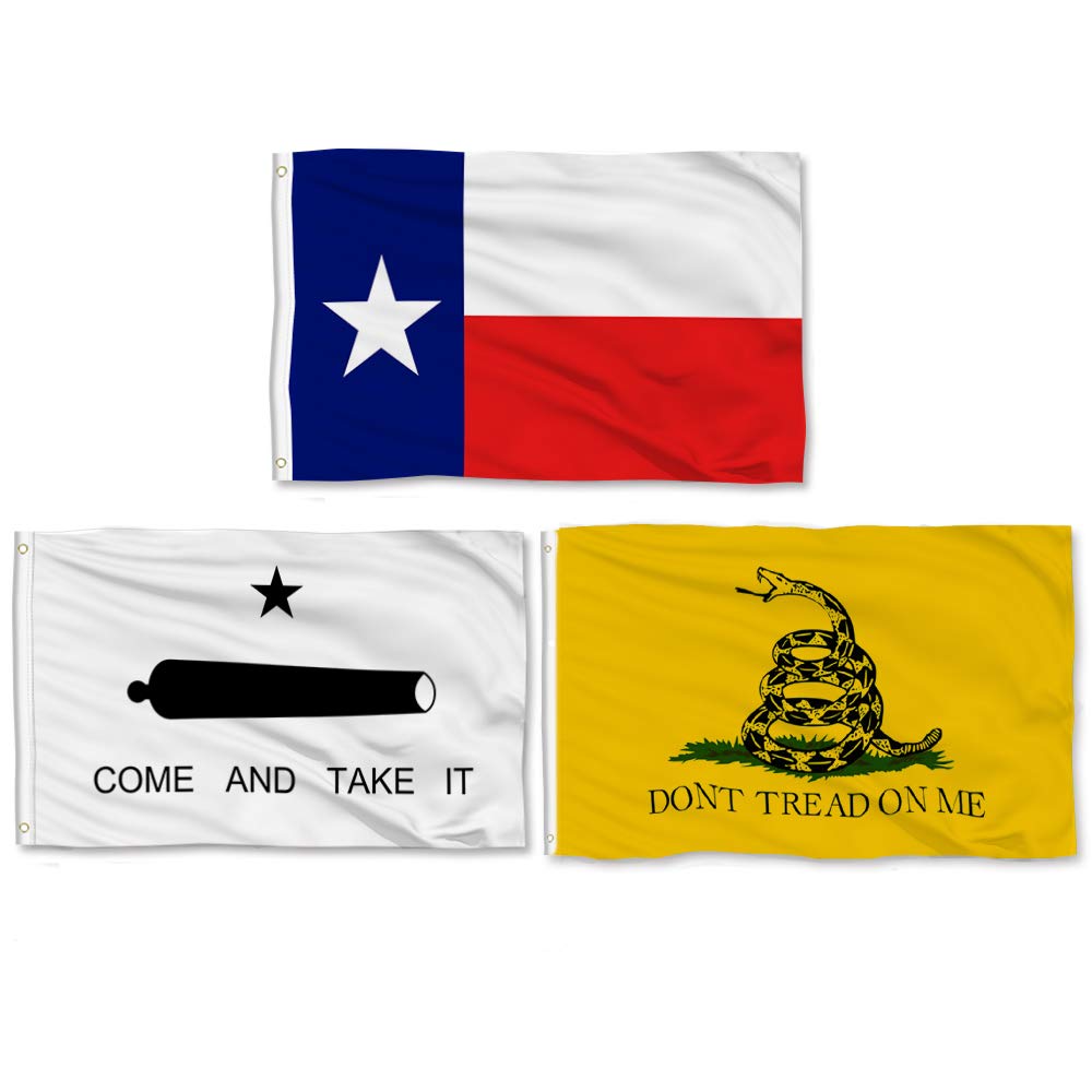 Aisto 3 Pieces 3X5 Feet Texas State Flag - Come And Take It Flag- Gadsden Don'T Trad On Me Flag - Made By 100% Polyester - Vivid