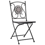 vidaXL Set of 2 Mosaic Bistro Chairs – Waterproof Ceramic Seat – Perfect for Garden, Patio & Balcony – Gray