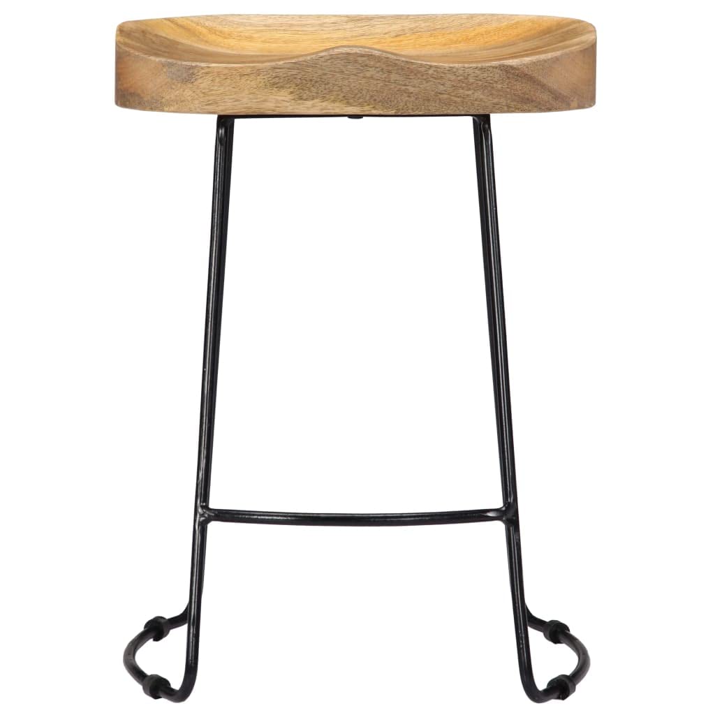 vidaXL Gavin Bar Stools in Vintage Industrial Design, Handmade Furniture, 2 Pieces, Solid Mango Wood and Powder-Coated Iron, Brown and Black