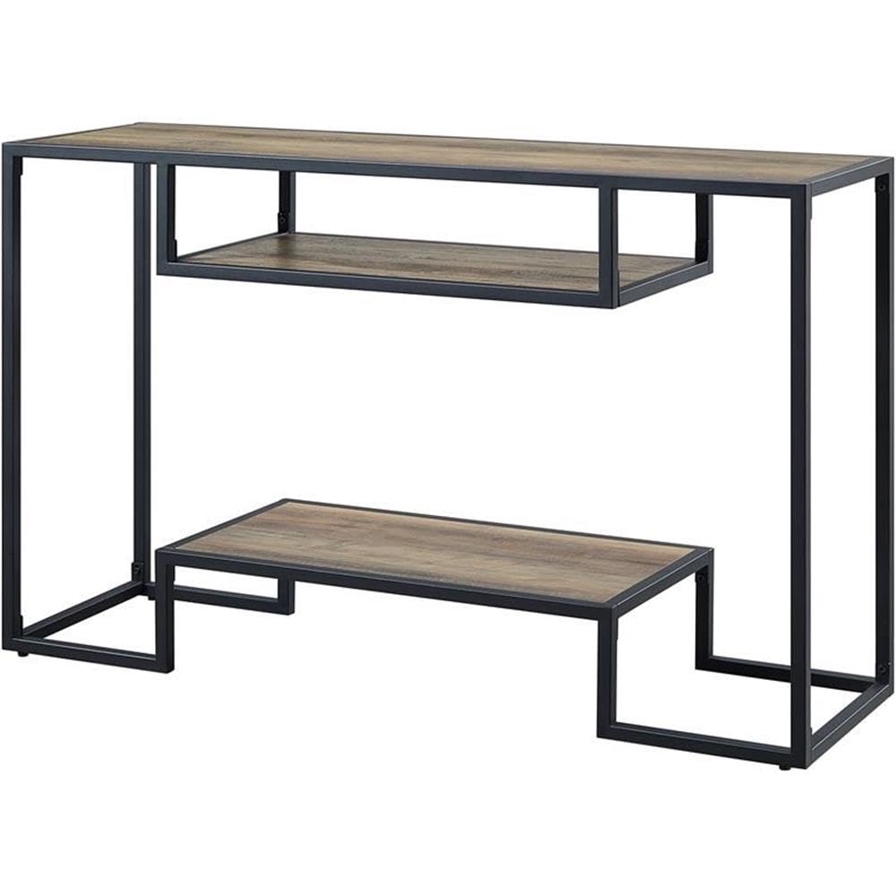 Acme Idella Wooden Console Table in Rustic Oak and Black Finish