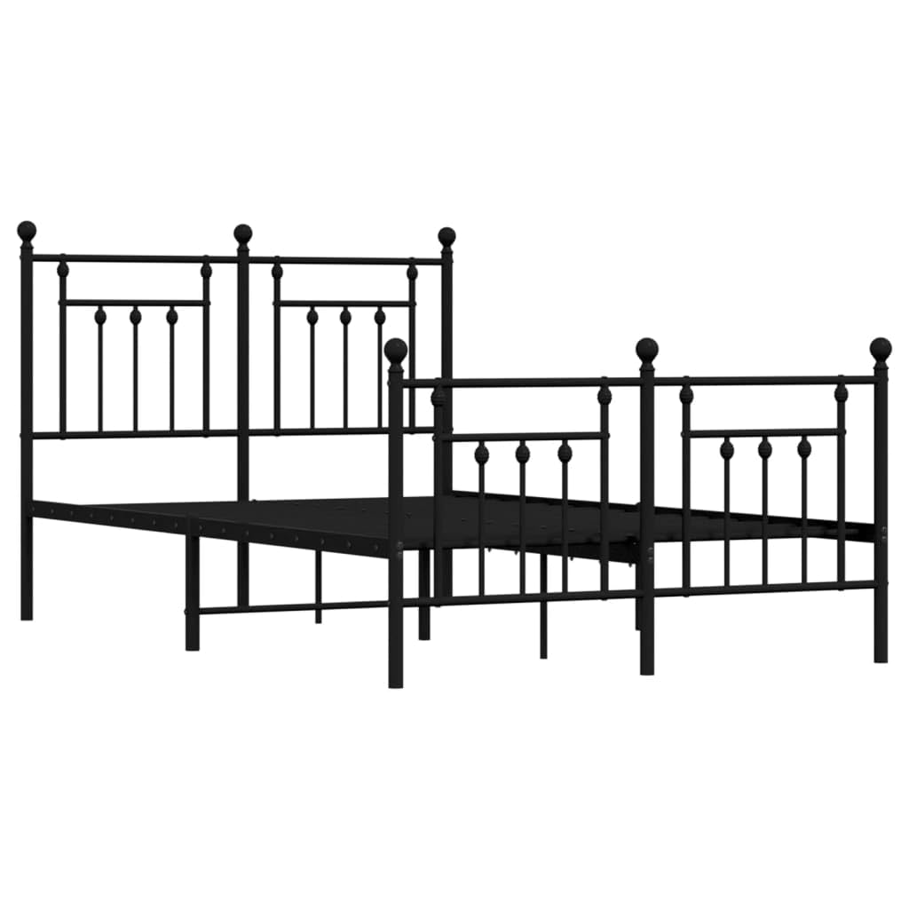 vidaXL 12 Inch Black Full Size Bed Frame with Headboard & Footboard, Sturdy Metal Platform Bed Frame & Slats, Extra Under Bed Storage, No Box Spring Needed, Without Mattress