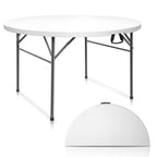 Vingli 48' Round Bi-Folding Commercial Table, 4 Feet Portable Plastic Dining Card Table For Kitchen Or Outdoor Party Wedding Event, 2-Pack