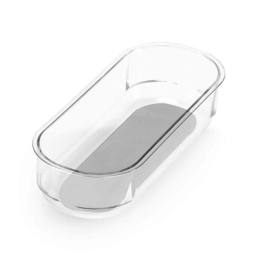 madesmart - 90666 madesmart Clear Soft Grip 8x3 Bin Organizer, 7.88'' x 3.31'', Lt. Grey