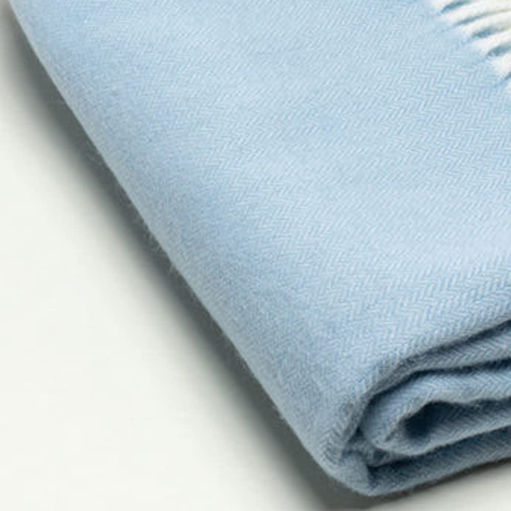 HomeRoots Sky Powder Blue Soft Acrylic Herringbone Throw Blanket