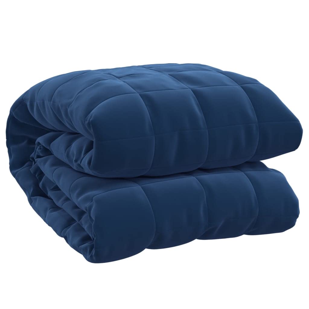 vidaXL Weighted Blanket - Comforting, Blue, Brushed Polyester Microfiber, Even Weight Distribution, Hypoallergenic, Odorless Glass Beads, Size 86.6&quot;x92.5&quot;, Suitable for Any Duvet Cover