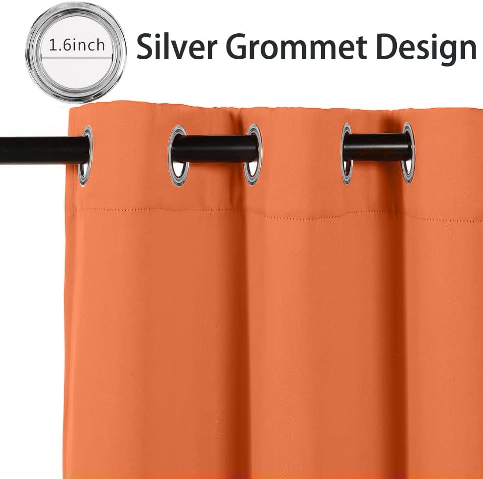 Mysky Home Burnt Orange Blackout Curtains For Bedroom, Grommet Room Darkening Curtain, Short Curtains 45 Inch Long Kitchen Curta