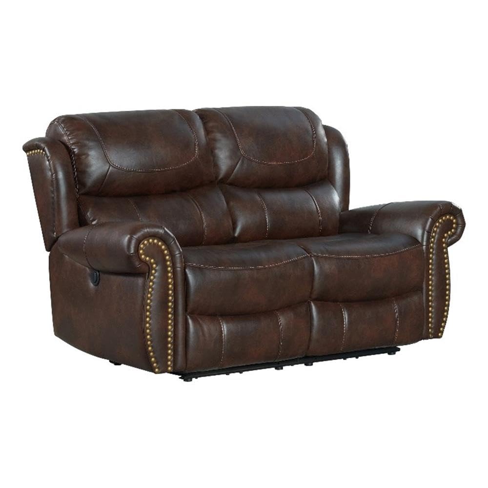 Intercon Hyde Park Power Reclining Loveseat with Pillow Back, Tobacco Love Seats