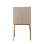 HomeRoots Fabric, Metal Set of Two Beige Brass Contemporary Dining Chairs