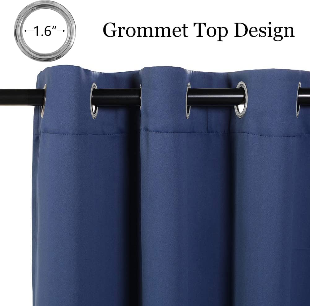 Mysky Home Navy Blue Curtains 80 Inch Long Blackout Curtains For Living Room Bedroom Blue Curtains Grommet Window Curtains Privacy Protect Room Darkening Single Panel Curtains, 52 X 80 Inch