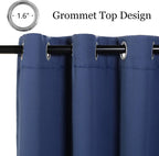 Mysky Home Navy Blue Curtains 80 Inch Long Blackout Curtains For Living Room Bedroom Blue Curtains Grommet Window Curtains Privacy Protect Room Darkening Single Panel Curtains, 52 X 80 Inch