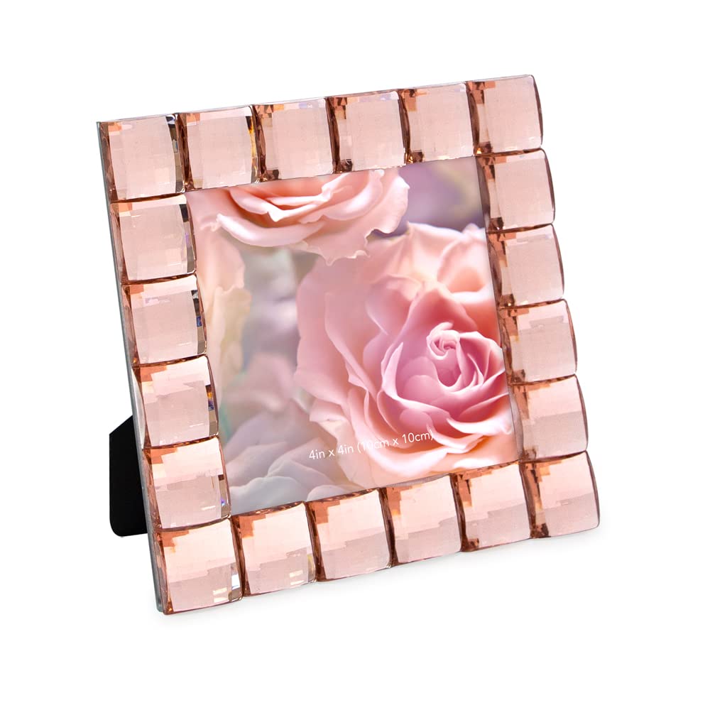 Isaac Jacobs Decorative Sparkling Jewel Picture Frame, Photo Display & Home D  cor (4x4, Blush)