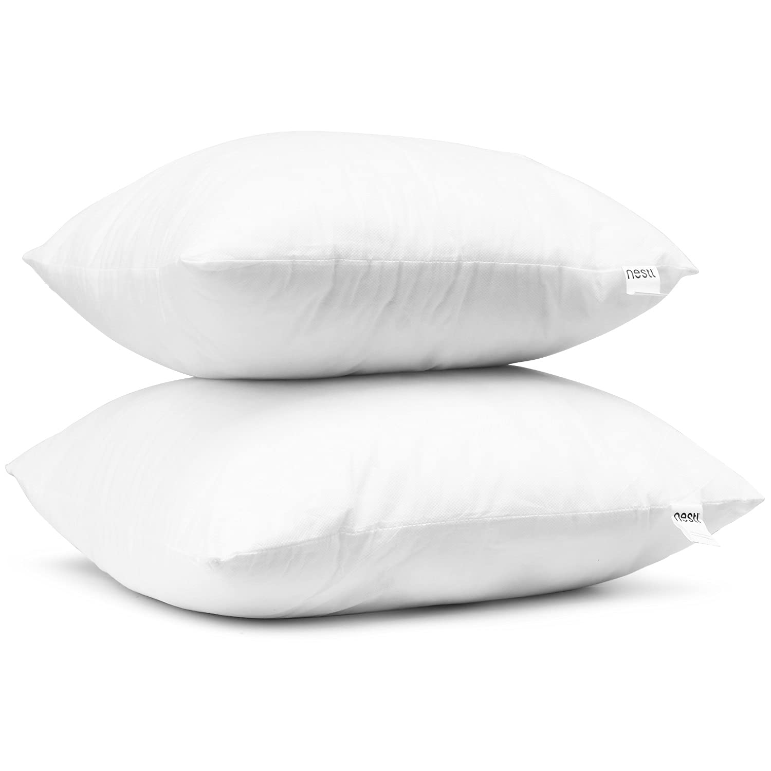 Nestl 16X16 Pillow Inserts - Throw Pillow Insert 16X16, 2 Pack Square Pillows, Decorative 16X16 Pillows Throw White, 16 X 16 Pillow Insert, Lumbar Pillow Insert For Bed And Couch