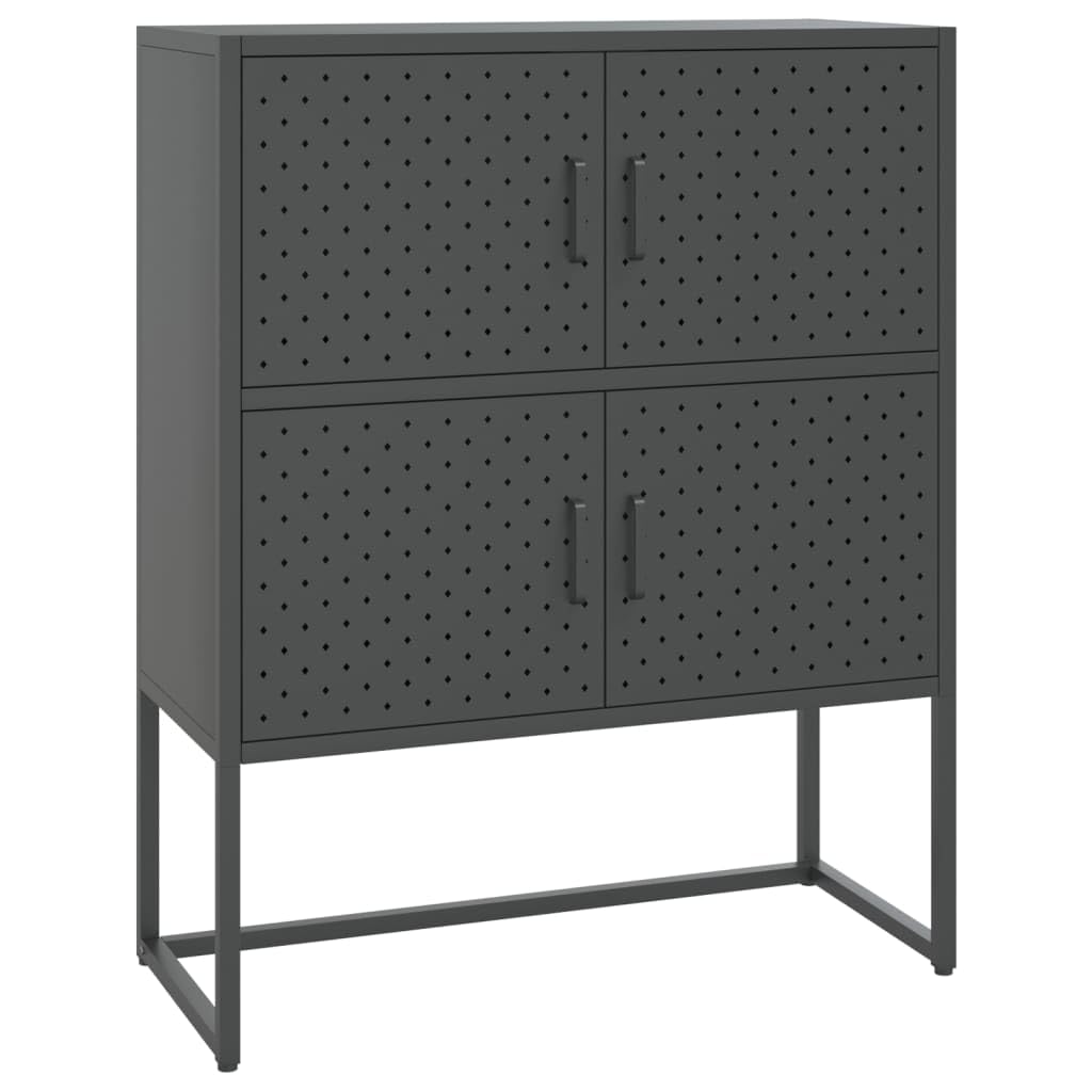 vidaXL Steel Highboard, Industrial-Style Storage Cabinet with Adjustable Levellers and Large Load Capacity, Anthracite, 31.5&quot;x13.8&quot;x39.4&quot;