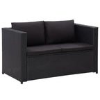 vidaXL 3 Piece Patio Lounge Set with Cushions Poly Rattan Black