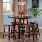 Ergode Wood Perrone High Table Set | Expandable Dining Solution | 2 Stools | Walnut Finish | Space-Saving | 160lbs Weight Limit (94548-VV)