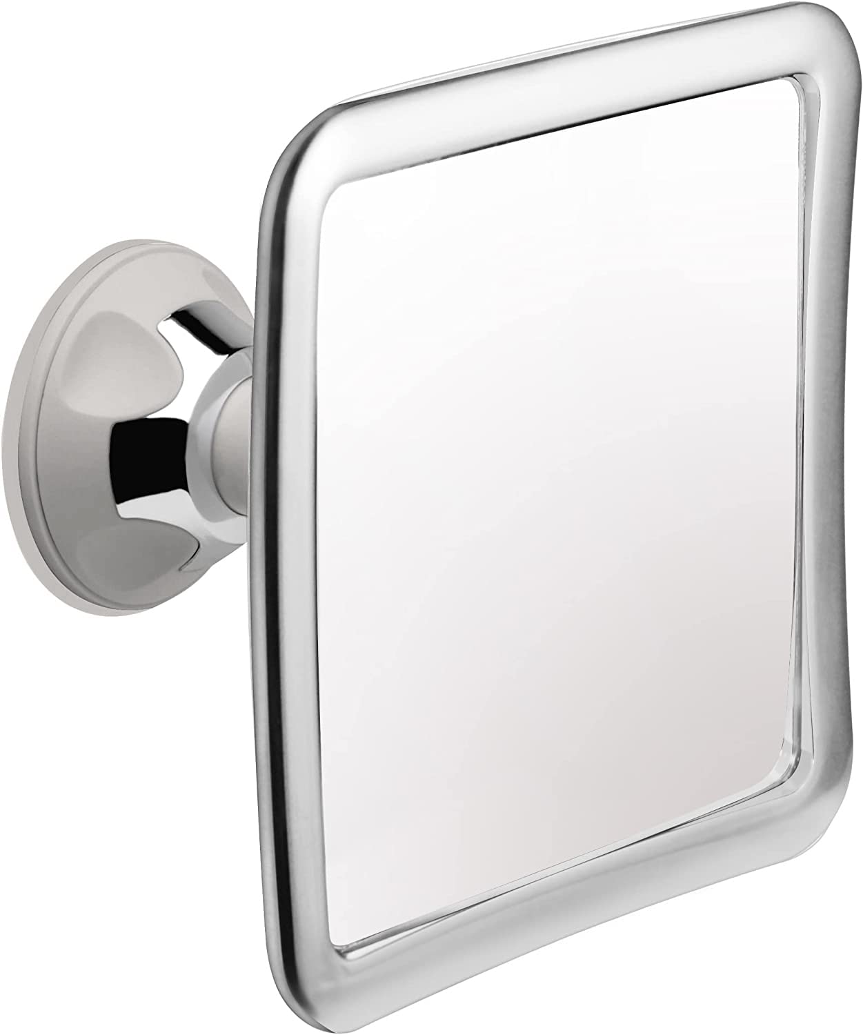 MIRRORVANA Fogless Shower Mirror for Shaving with Upgraded Suction-Cup, 1X Magnifying, 6.3 x 6.3 Inch (Chrome Frame, Grey Suctio