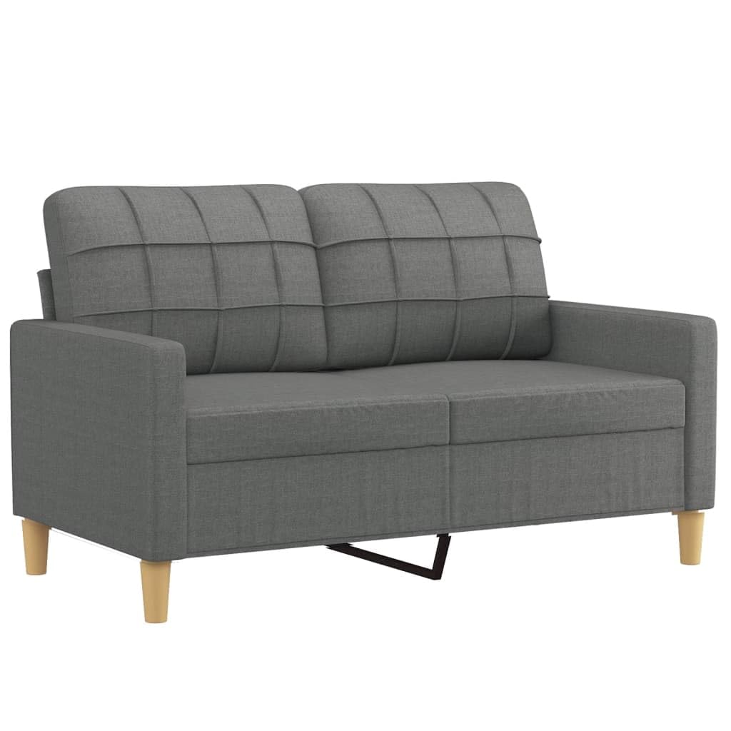 vidaXL 2 Piece Sofa Set with Cushions in Dark Gray Fabric - Stylish and Comfortable Seating for Indoor Lounge Areas or Living Rooms'.