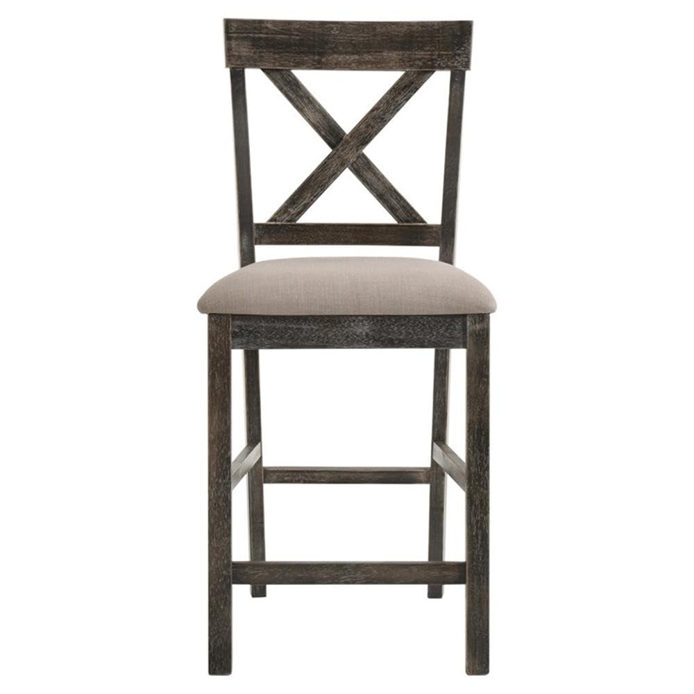 Acme Martha II Counter Height Chair in Tan Linen and Weathered Gray (Set of 2)