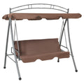 vidaXL Outdoor Swing Chair w/Canopy Hammock Porch Garden Sand White/Coffee