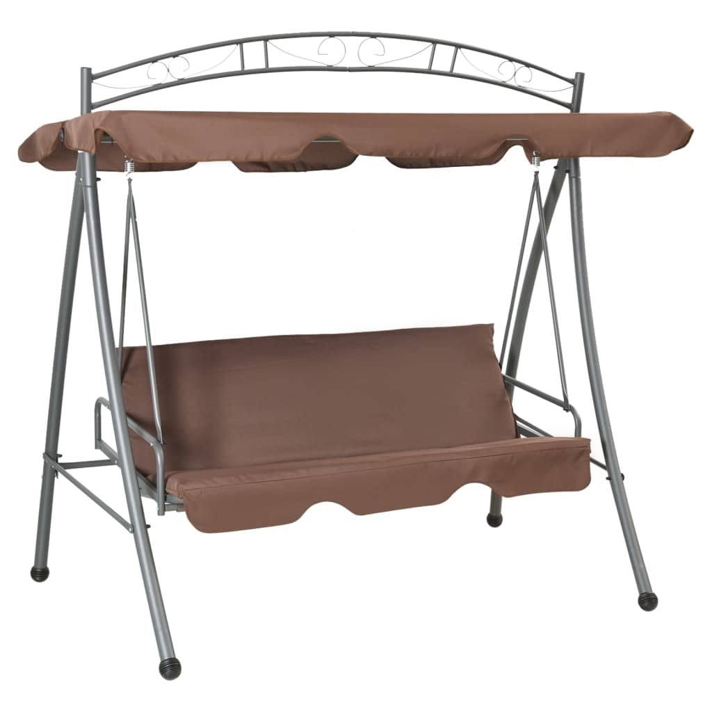 vidaXL Outdoor Swing Chair w/Canopy Hammock Porch Garden Sand White/Coffee
