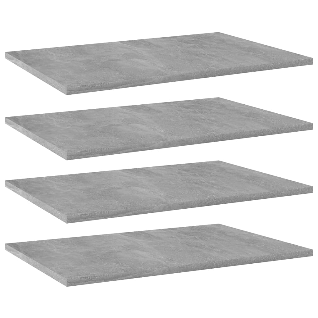 vidaXL Engineered Wood Floating Bookshelf Boards - Concrete Gray, 23.6x15.7x0.6, Four-Pack - Modern Storage Shelves for Living Room, Bedroom, Office