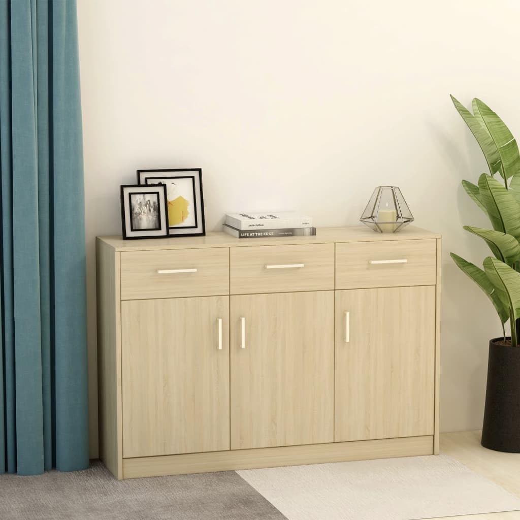 vidaXL Sideboard Minimalist Modern Home Indoor Living Room Bedroom Storage Cabinet Cupboard Organizer Buffet Server Sonoma Oak Engineered Wood