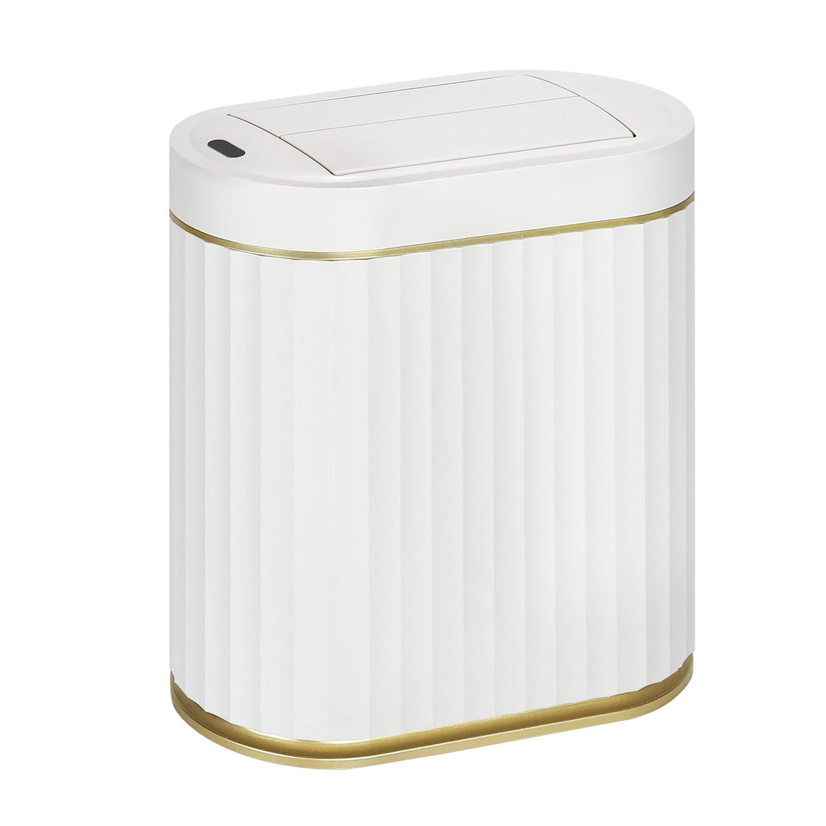 SYNCVIBE Bathroom Sensor Trash Can, 2 Gallon, Butterfly Lid, White Gold