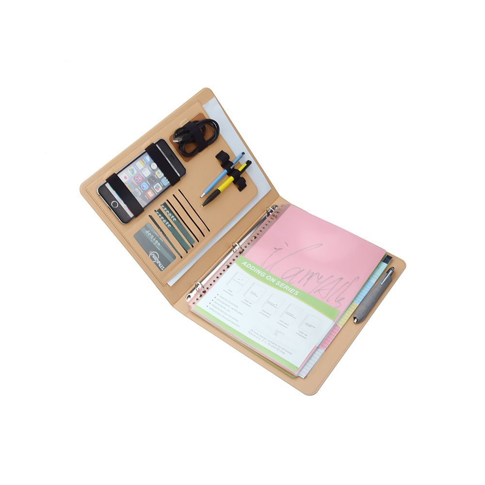 Xiaozhi Icarryalls 3-Ring Binder Portfolio With 3/4 Inch Round Ring,Holds Five Colours Transparent Bags Document Storage, Gray+G