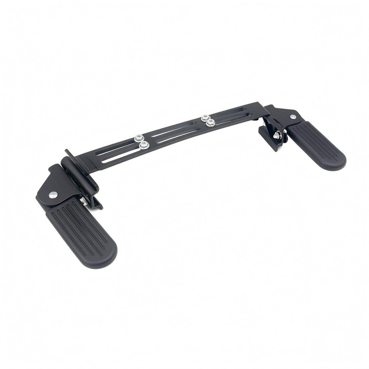 Ujeavette Slotted Front Scooter Footrest Assembly Black Foldable Ribbed Foot Pedals SpaceSaving Front Footrest Pedal, BracketF