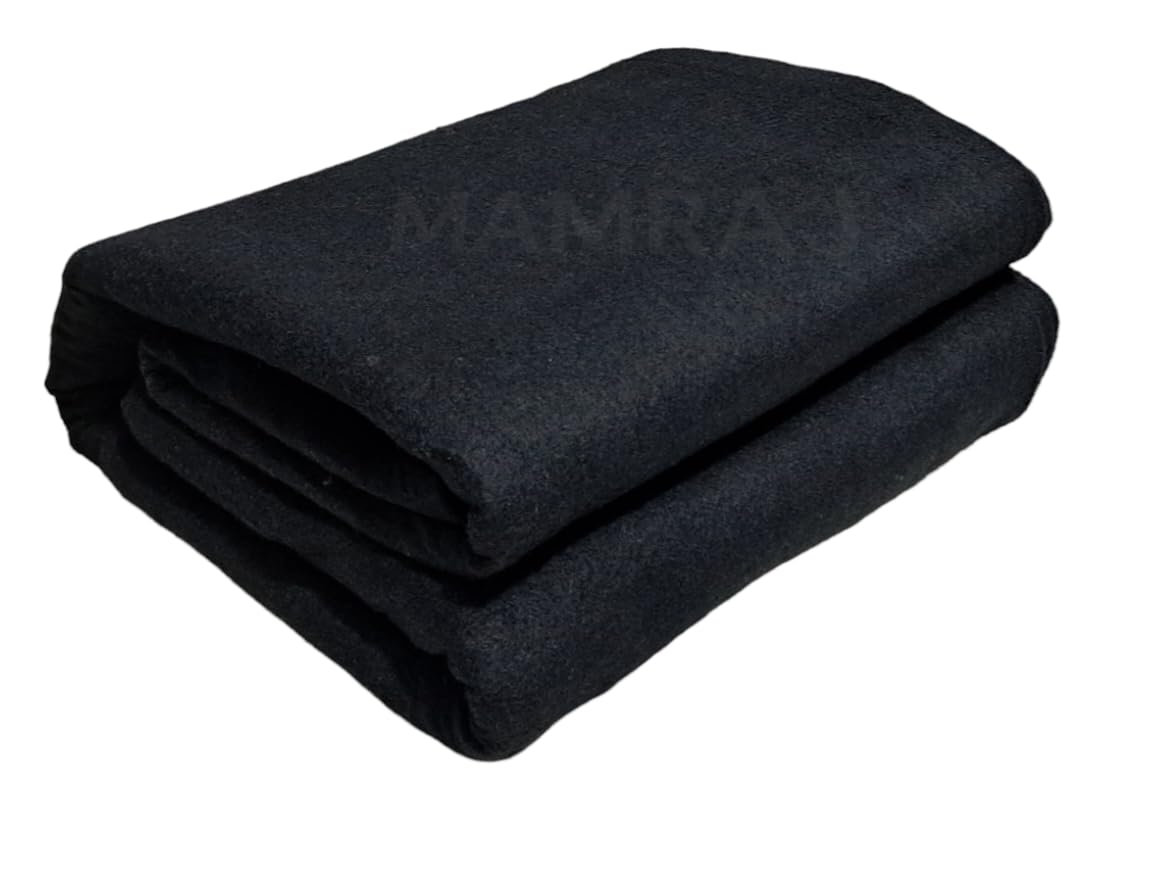 MAMRAJ Plain Acrylic Wool Blankets, FullLength, SolidDesign Single Bed [Black] [ 90x 60 ]