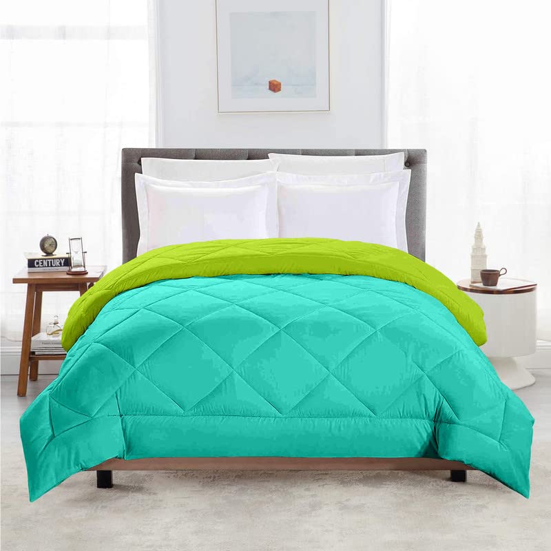 TundwalS Microfiber Reversible Solid Extra Comfort & Soft Comforter||Blanket Double Bed 210 Gsm Quilt Sea Green  Parrot Green 
