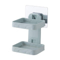 ZOTZIT Plastic Double Layer Wall Mounted Soap Dish Box with Sticker Hanging Tray Storage Holder Rack for Bathroom and Wash Basin