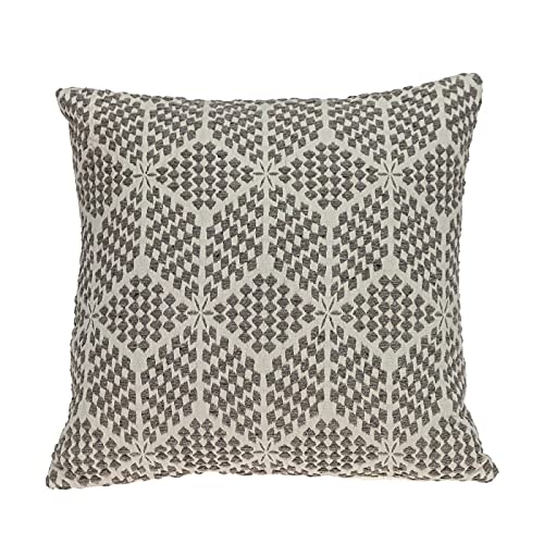 HomeRoots 100% Cotton Beige Geometric Throw Pillow