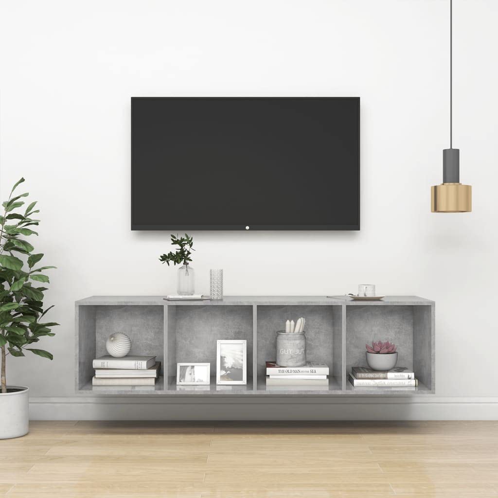 vidaXL Wall-mounted TV Cabinet Concrete Gray 14.6&quot;x14.6&quot;x56.1&quot; Chipboard