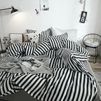 Karever White&Black Stripes Comforter Set Full Women Bedding Set Soft Durable White Striated Bedding Set Black Stripes Ticking Q