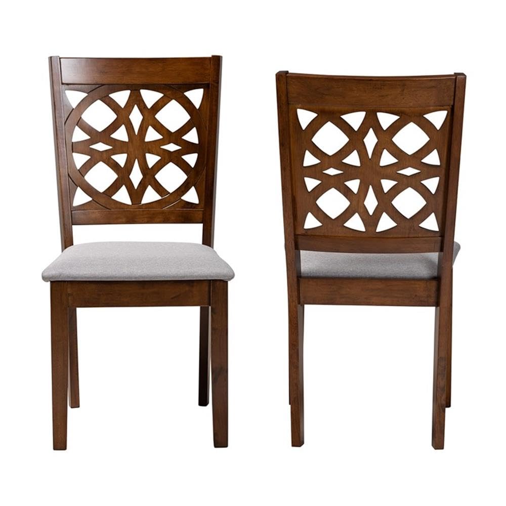 Baxton Studio Abigail Modern Grey Fabric and Walnut Brown Finished Wood 2-Piece Dining Chair Set