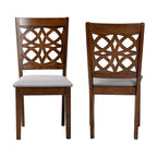 Baxton Studio Abigail Modern Grey Fabric and Walnut Brown Finished Wood 2-Piece Dining Chair Set