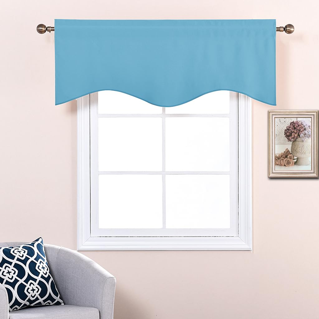 Nicetown Blackout Valance Curtains For Window - Energy Efficient Microfiber 52 Inches By 18 Inches Scalloped Rod Pocket Valance