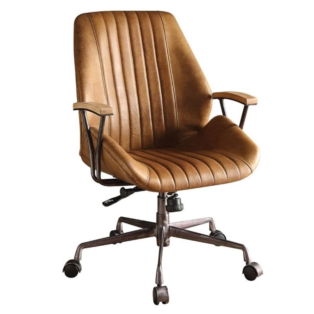 Acme Hamilton Leather Swivel Office Chair in Coffee