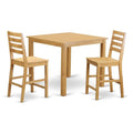 East West Furniture CAFE3-OAK-W 3 Piece Kitchen Counter Set for Small Spaces Contains a Square Dining Room Table and 2 Dining Chairs, 42x42 Inch, Oak