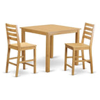 East West Furniture CAFE3-OAK-W 3 Piece Kitchen Counter Set for Small Spaces Contains a Square Dining Room Table and 2 Dining Chairs, 42x42 Inch, Oak