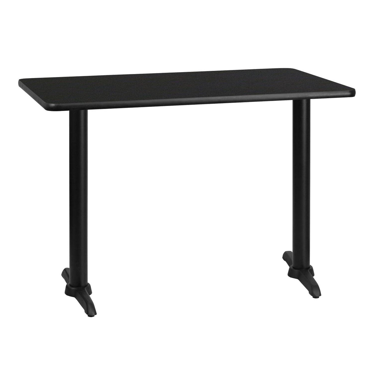 Flash Furniture Stiles 30'' x 42'' Rectangular Black Laminate Table Top with 5'' x 22'' Table Height Bases