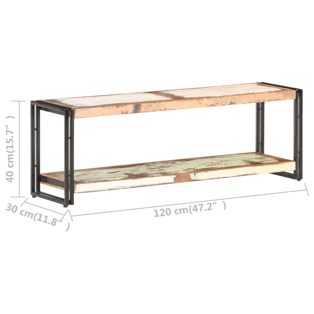 vidaXL Industrial Entertainment Unit - Solid Reclaimed Wood TV Stand with Mixed-Color Finish and Iron Frame - 47.2"x11.8"x15.7"