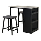 Overstock Furniture 3-Piece White Counter Height Dining Set With Shelf Storage Black Black Finish